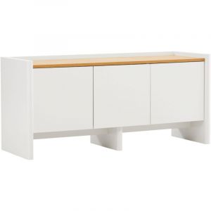 Oviala Meuble TV uni r&eacute;tro rectangulaire L120 cm blanc