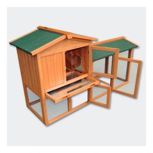 Image de Cabane clapier à lapins rongeurs poulailler lapinière ou autres petits animaux en bois 1465 x 520 x 855 mm