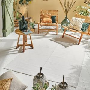 Nazar Tapis extérieur réversible motif uni - Blanc - 180x280 cm