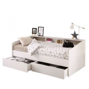 Image de JOY Lit banquette contemporain décor blanc l 90 x L 200 cm