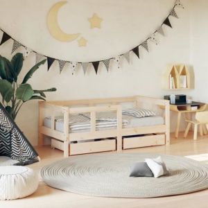 VidaXL Cadre de lit enfant avec tiroirs 70x140 cm bois de pin massif