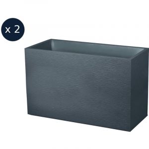 Eda Plastiques Lot de 2 Jardinières Muret Graphit 99,5 x 39,5 x 60 cm - 116 L - Gris anthracite