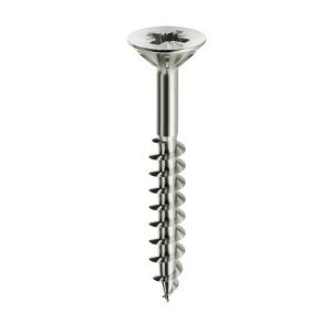 Mustad 200 vis Panelvit PF, tête fraisée crantée, PZ2, D. 4 x 60 mm, CHROMITING, lubrifiée