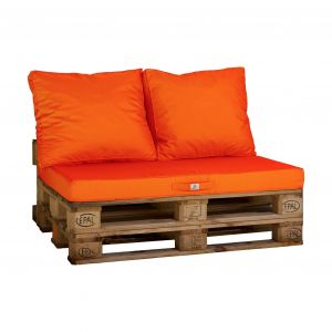 Image de Lot matelas pour palette d&eacute;houssable avec assise de 120x80x10cm et dossier Orange