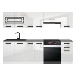 Cuisine Equipee Complete Lily Muebles de Cuisine Complets - 240 cm. Cuisine Complete avec Plan de Travail, Blanc très Brillant - Belini