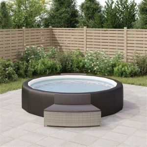 Image de Mercatoxl Bancs de spa avec coussins 2 pcs gris r&eacute;sine tress&eacute;e