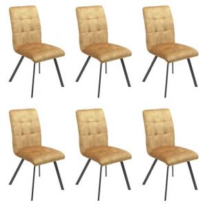 JOHN - Lot de 6 Chaises Capitonnées Jaune - Altobuy