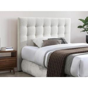 Tête de lit capitonnée 140 cm - Tissu bouclette - Blanc - FRANCESCO