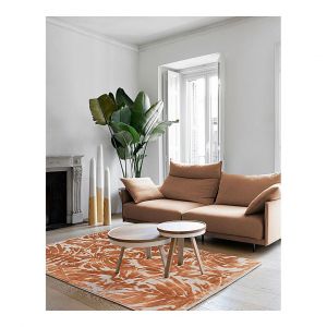 Deladeco Tapis floral effet 3D laine et viscose design Alyne 160x230 Terracotta