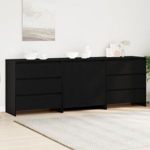 VidaXL Buffet avec tiroir 3 pcs Noir 70 x 41 x 75 cm Bois d'ingénierie