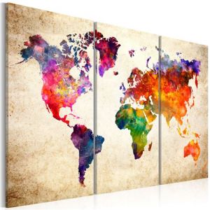 Artgeist Tableau - The World's Map in Watercolor 90x60