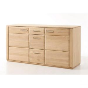 Image de Pegane Buffet coloris chêne massif bianco huilé - Longueur 161 x Hauteur 85 x Profondeur 47 cm