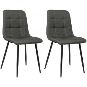 CLP Lot de 2 chaises de salle à manger Tilde avec Piètement en métal noir gris foncé Tissu