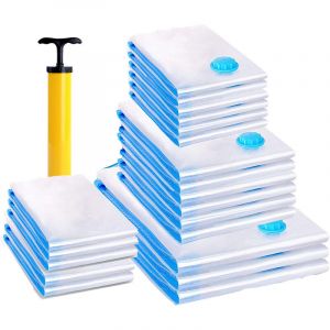 Image de 20pcs Sacs de Rangement sous Vide + Pompe Sac de Voyage sous Vide Housse sous Vide R&eacute;utilisable Sac Compression sous Vide V&ecirc;tement