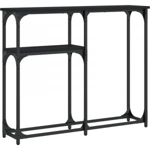 VidaXL Table Console, Table d'Appoint avec Pieds, Bout de Canapé avec Rangement, Meuble d'Entrée Salon Couloir, Industriel, Noir Bois d'Ingénierie
