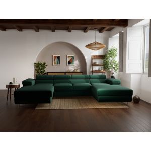 Canapé panoramique 7 places En U en Velours Vert