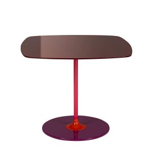 Kartell Table basse THIERRY 50 x 50 cm (Bordeaux - Verre trempé peint au dos et acier peint)