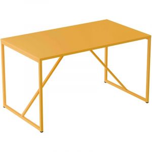 Oviala Table à manger rectangulaire 4 places en acier jaune
