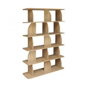 Etagère. bibliothèque exotique décor bois manguier 5 niveaux. séparateurs courbés - Alva