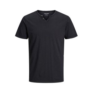 Image de Jack & Jones JJESPLIT Neck Tee SS Noos T-Shirt, Noir/Coupe : Slim, XXL Homme