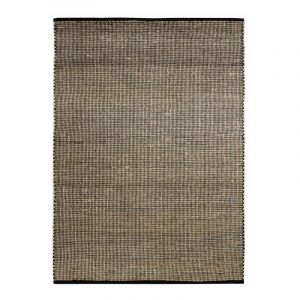 Thedecofactory Mon Beau Tapis JUTE COTON - Tapis tissé en jute et coton noir et naturel 160x230