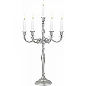Deuba Chandelier bougeoirs 5 branches en aluminium et nickel - hauteur 40,60 ou 78 cm 78 cm Silber (de)