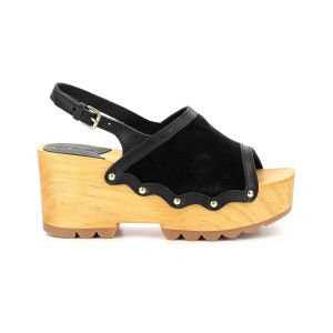 Kickers Sandales Cuir Kick Wedge Wood Noir - Couleur Noir - Taille 41