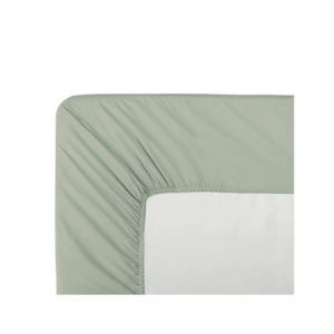 Drap housse duo percale de coton 90 fils/cm² acier Olana