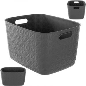 Image de Curver Panier de Rangement Softex 19L - Design &Eacute;l&eacute;gant - L&eacute;ger, Empilable et Pratique - 100% recycl&eacute; - 37 x 29 x 22 cm - Gris