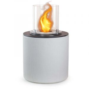 Divina Fire - Brasero de jardin chemin&eacute;e au bio&eacute;thanol pour int&eacute;rieur et ext&eacute;rieur modigliani Blanc Perle d.36 x h56