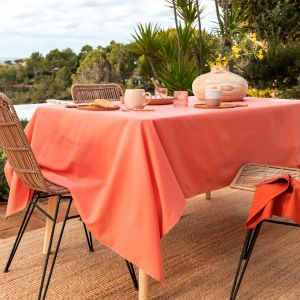 Nappe ronde d.180 orange corail en polyester 92 g/m²