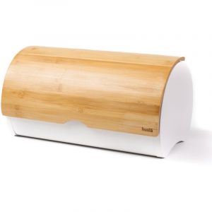 Husla 73944 Bread Bin, Bamboo Wood/Metal, Modern, Food Safe, White
