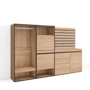 Meuble à Chaussures, Meuble Rangement Chaussures, 227x145x35 cm, Chambre à coucher, pièce, Vestiaire ouvert, Commode, Buffet, Panneaux Muraux en