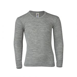 Engel Maillot de corps à manches longues en laine et soie pour enfant - Gris - 16 ans