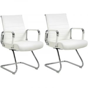 Svita - elegance comfort Lot de 2 chaises visiteurs en similicuir Chaise à piétement luge avec accoudoirs Chaise de conférence sans roulettes Chaise