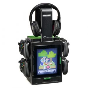 Numskull Games Official Minecraft LED Light Gaming Locker, Controller Holder & Headset Stand for PS4/PS5 & Xbox Series X|S - Multiple LED Lighting Settings - Official Minecraft Merchandise