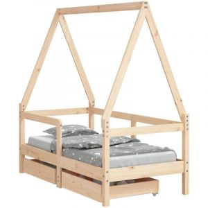 VidaXL Cadre de lit enfant avec tiroirs 70x140 cm bois de pin massif
