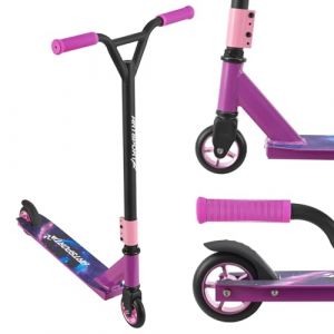 Image de ArtSport Trottinette Stunt Galactic Cruiser – Trottinette Freestyle pour Enfants et Adolescents – Guidon à 360°, Roues en Aluminium de 100 mm - Trottinette pour Enfants Violet Noir