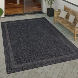 Paco Home - Tapis Exterieur Terrasse Balcon Tapis Cuisine Moderne Motif Geometrique Motif Abstrait 140x200 cm, Anthracite