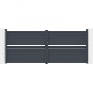 Portail battant 4m CIMONE 400 x 160cm aluminium gris
