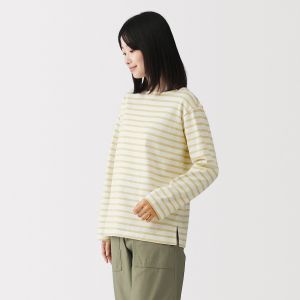 Image de T‐shirt en coton &eacute;pais manches longues col bateau pour femme