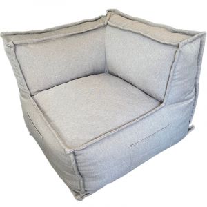 Module d'angle r&eacute;versible pour canap&eacute; modulable en effet lin BANANAIR 90x90 cm beige