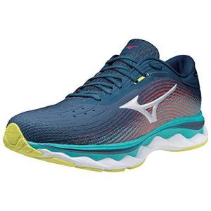 Mizuno Wave Sky 5, Basket Homme, Gibraltar Sea Silver Ignition Red, 44 EU