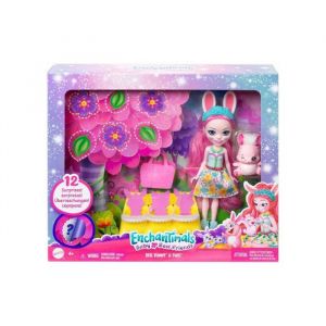 Coffret enchantimals poupée bree lapin et twist + accessoires - figurine 15cm avec animal - set mini-poupee avec carte