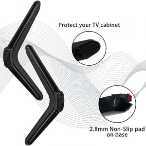 Pied TV Universel Noirs avec Vis Support de Table Smart TV Pieds de Meuble TV Distance de Trou de Montage de 17-20 mm Support TV sur Pied Compatible