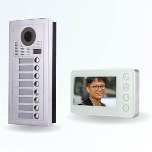 BT SECURITY Portier interphone vid&eacute;o modern 2 fils - 8 appartements - 8 &eacute;crans blancs