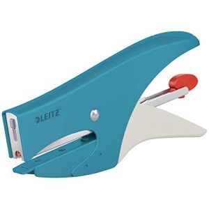 Leitz Pince Agrafeuse, Capacité 15 Feuilles, Chargement par l'Arrière, Pack d'Agrafes P1 (N°8) Inclus, Bleu, 56440061