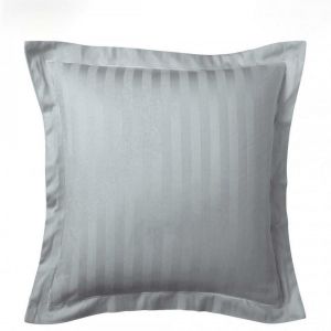 Taie d'oreiller uni / rayé satin de coton TERTIO- Gris Perle