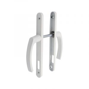 Paires de poignées sur plaques étroites avec pilier - Aluminium finition blanche - Garniture de portes clé I