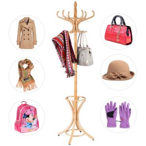 Coast Wardrobe Stand Clothing Rack Jacket Stands with Umbrella Stand 12 Clothing Hook Nature